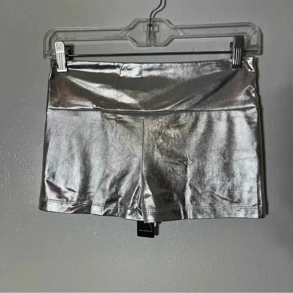 NWT iEFiEL Silver Booty Shorts. Girls Size 14